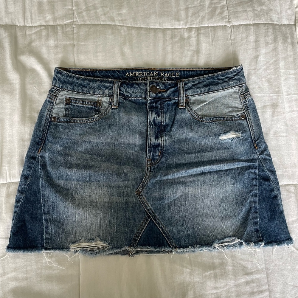 Denim jeans mini skirt